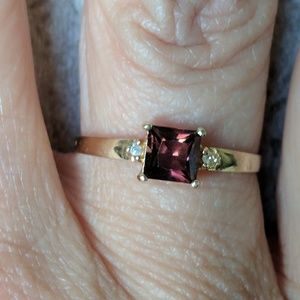 Tourmaline and white topaz ring 14kt size 6